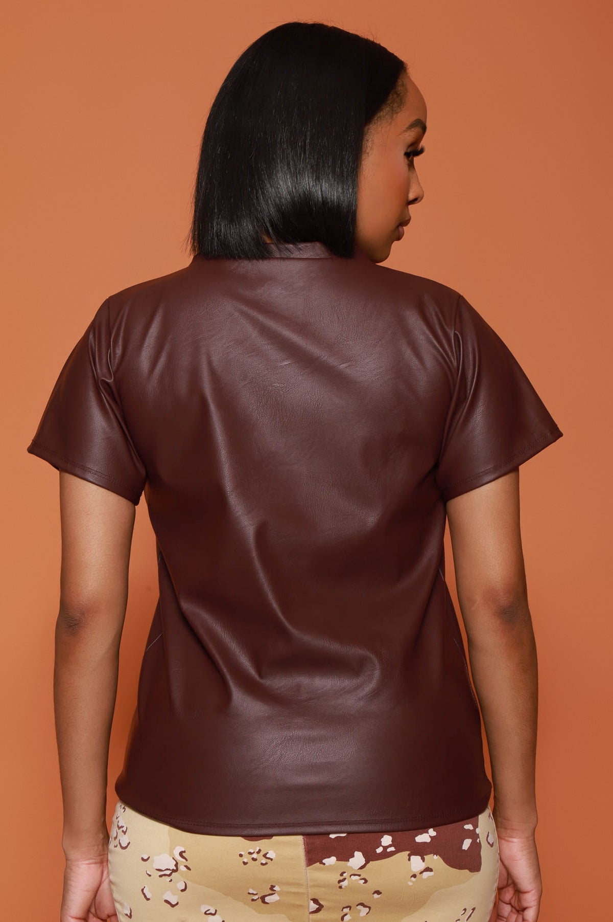 
              Bad At Love Faux Leather Top - Burgundy - Swank A Posh
            