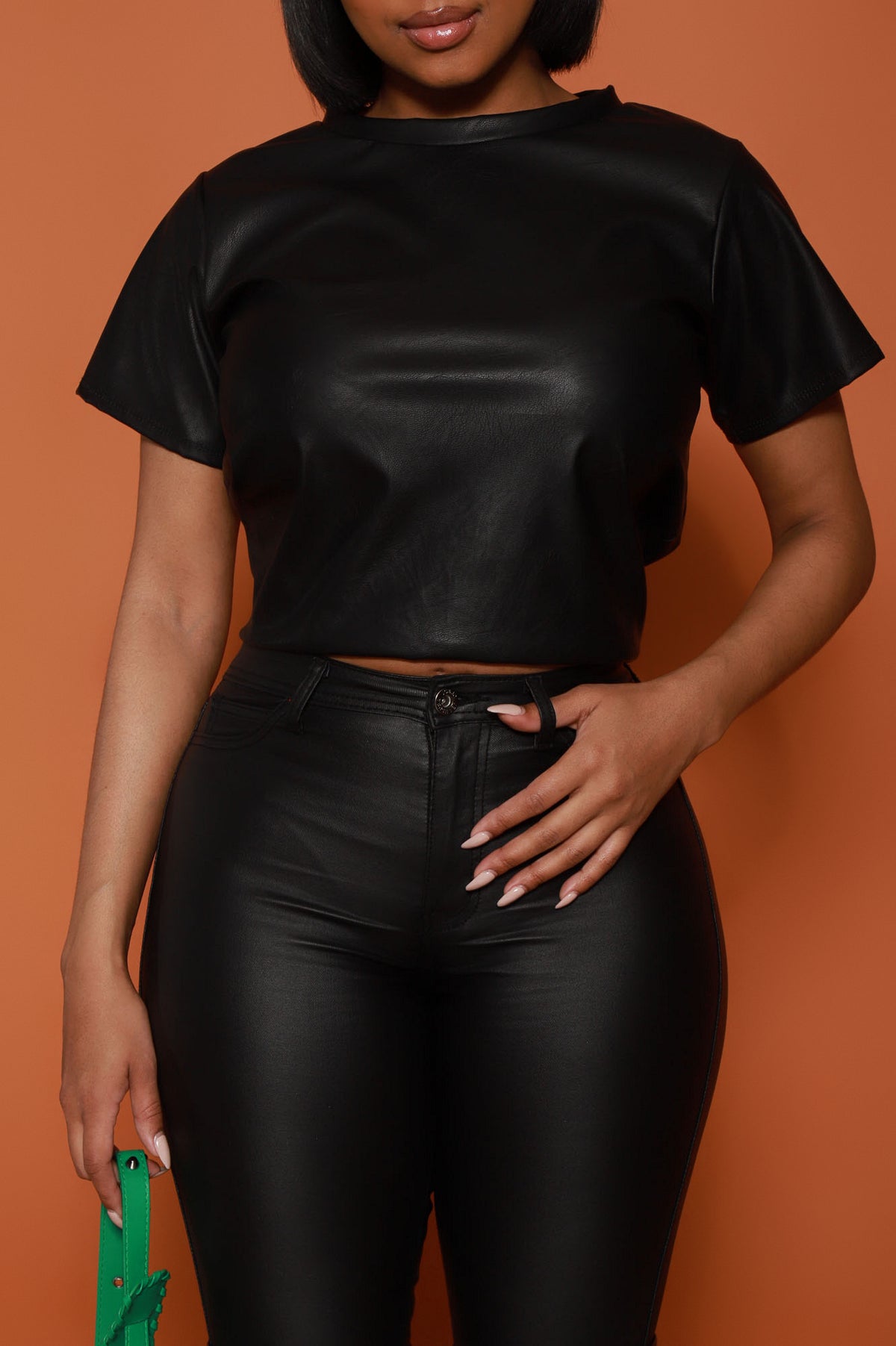 
              Bad At Love Faux Leather Top - Black - Swank A Posh
            