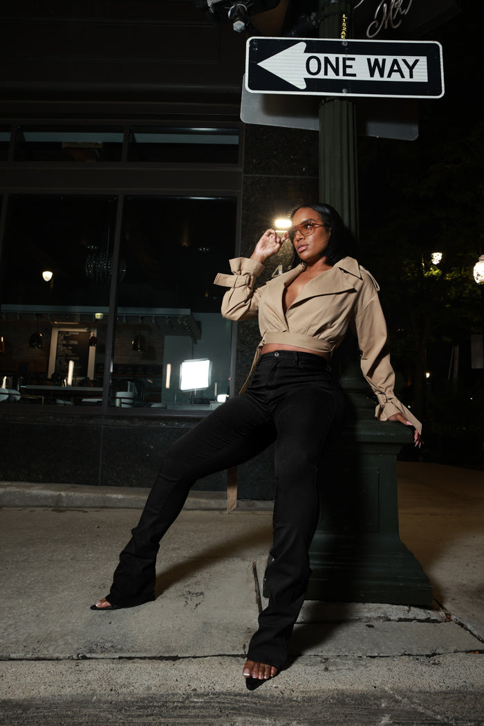 Right Call High Rise Stacked Bootcut Jeans - Black - Swank A Posh