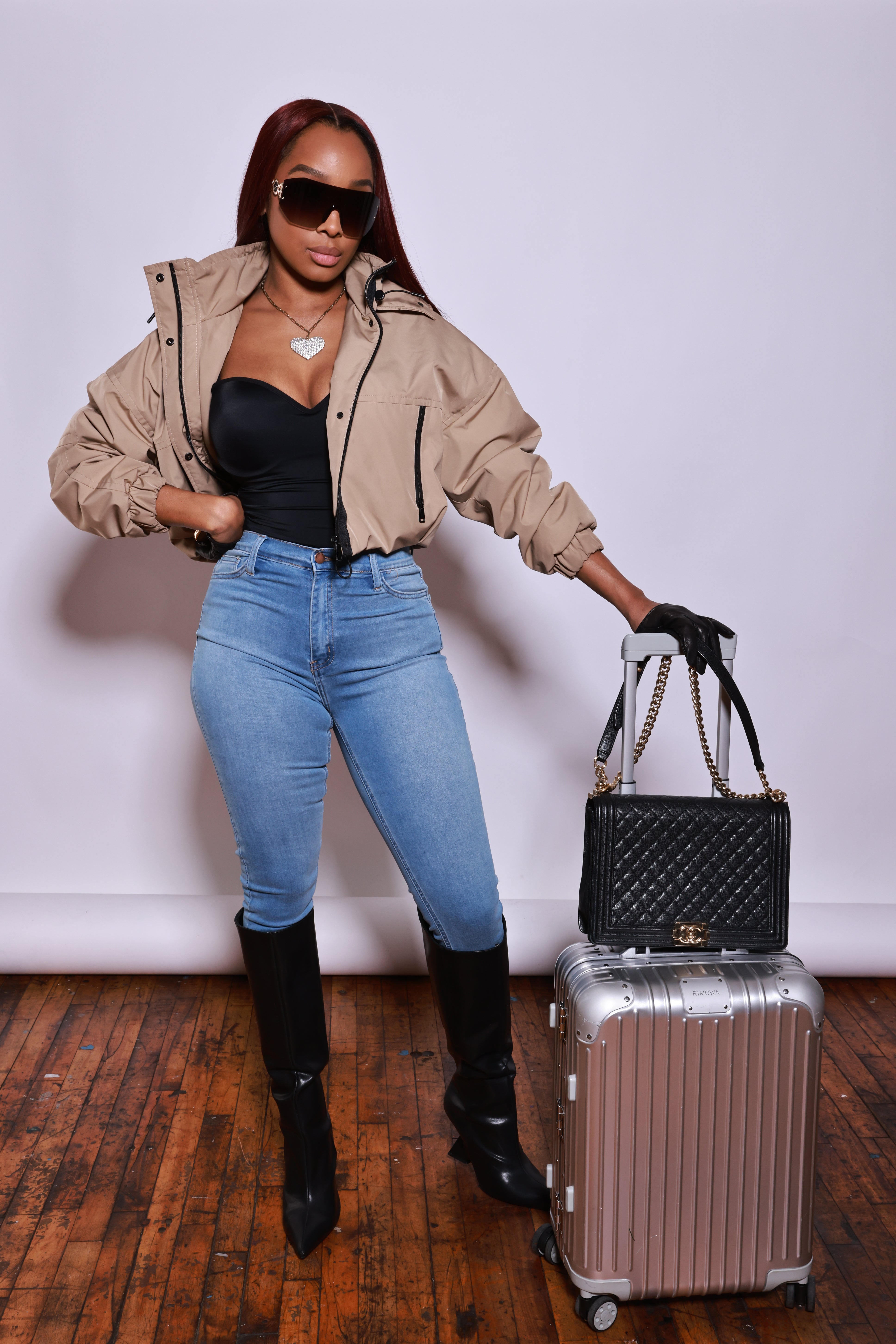 Feel Famous Cropped Hooded Jacket - Khaki