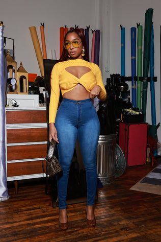 Super Swank High Waist Stretchy Denim Jeans- Medium Wash