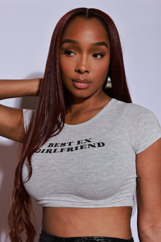 Best Ex Graphic Crop Tee - Grey