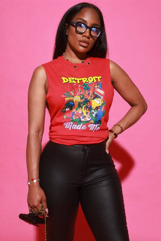 Detroit Made Me Muscle Tee - Red