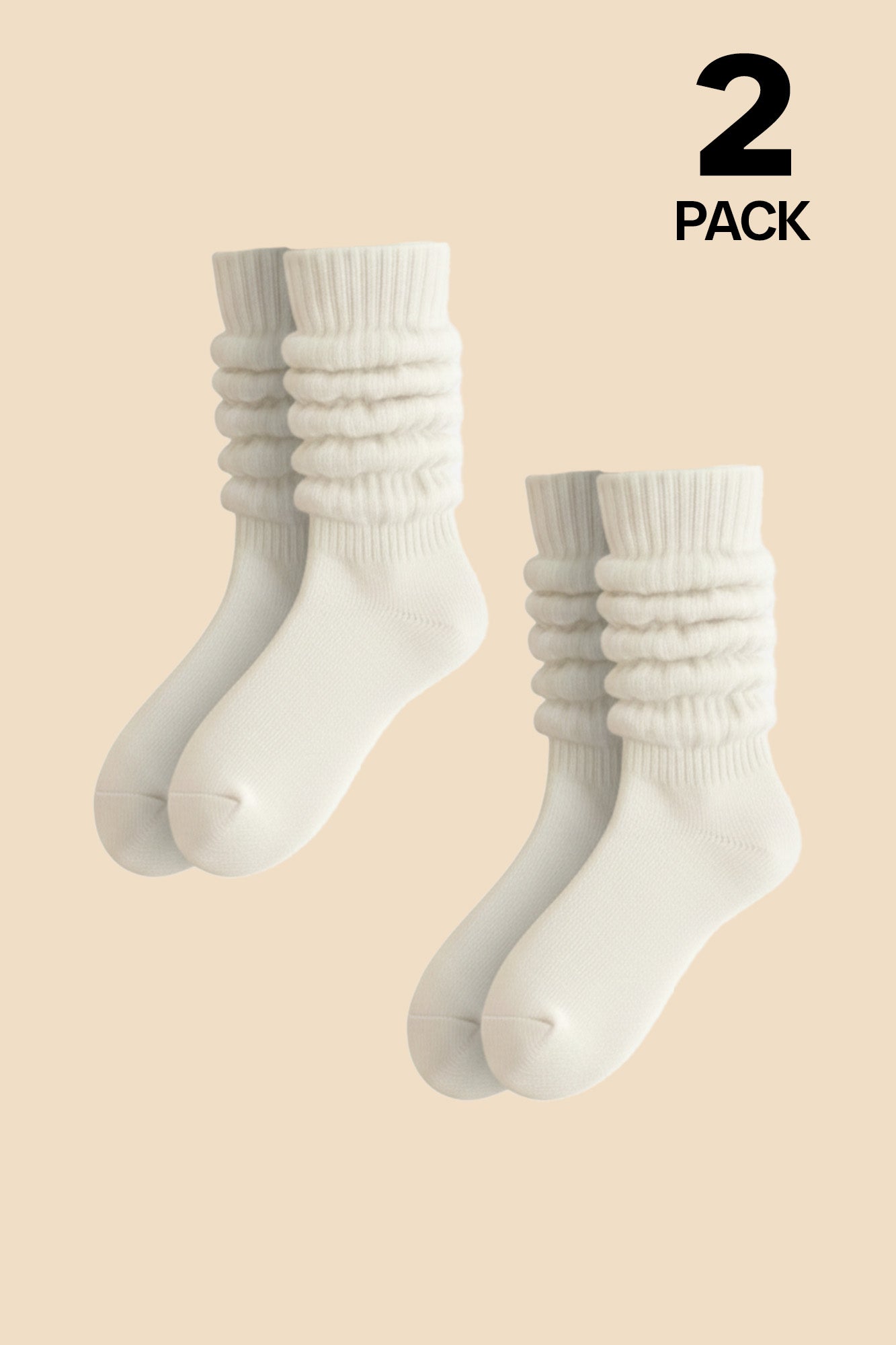 On Your Feet Slouchy Socks Bundle - White/White