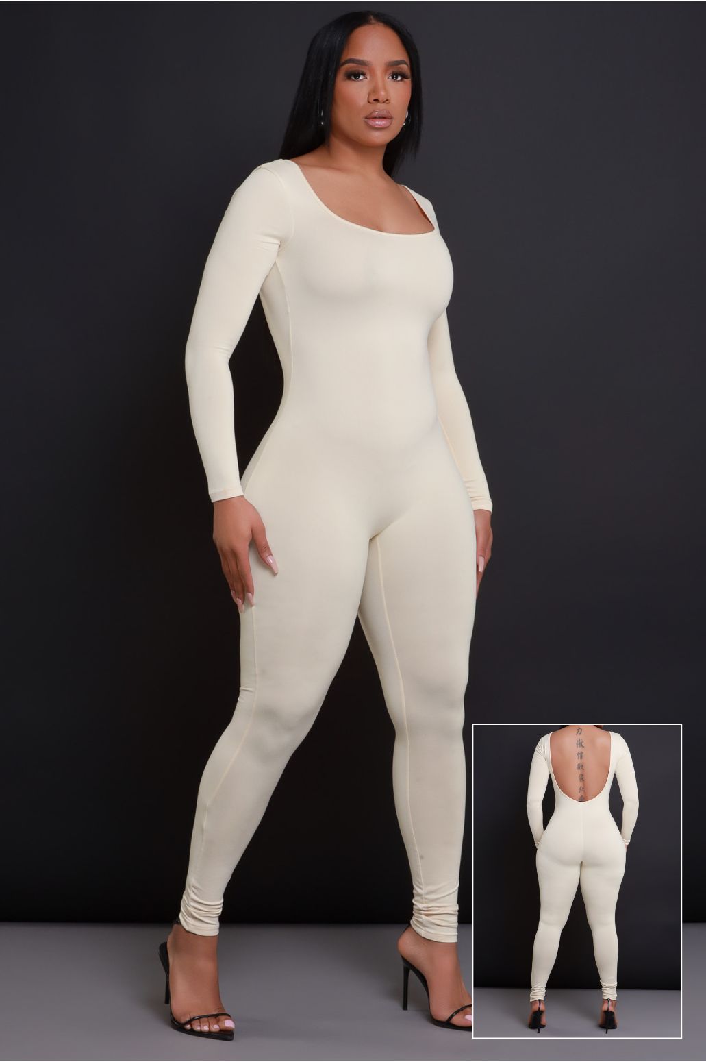 Big Reveal Open Back Jumpsuit - Tan