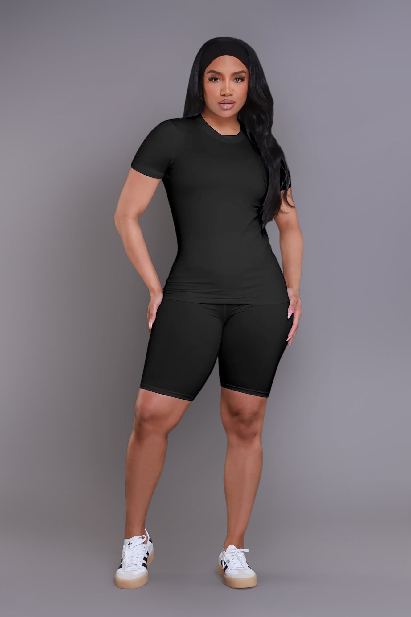 Self Made Short Sleeve Biker Set - Black - Swank A Posh