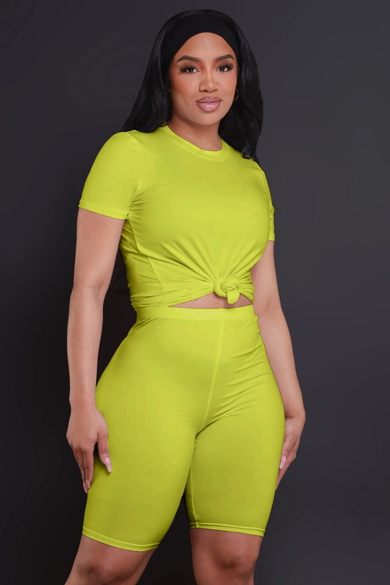 Self Made Short Sleeve Biker Set - Yellow - Swank A Posh