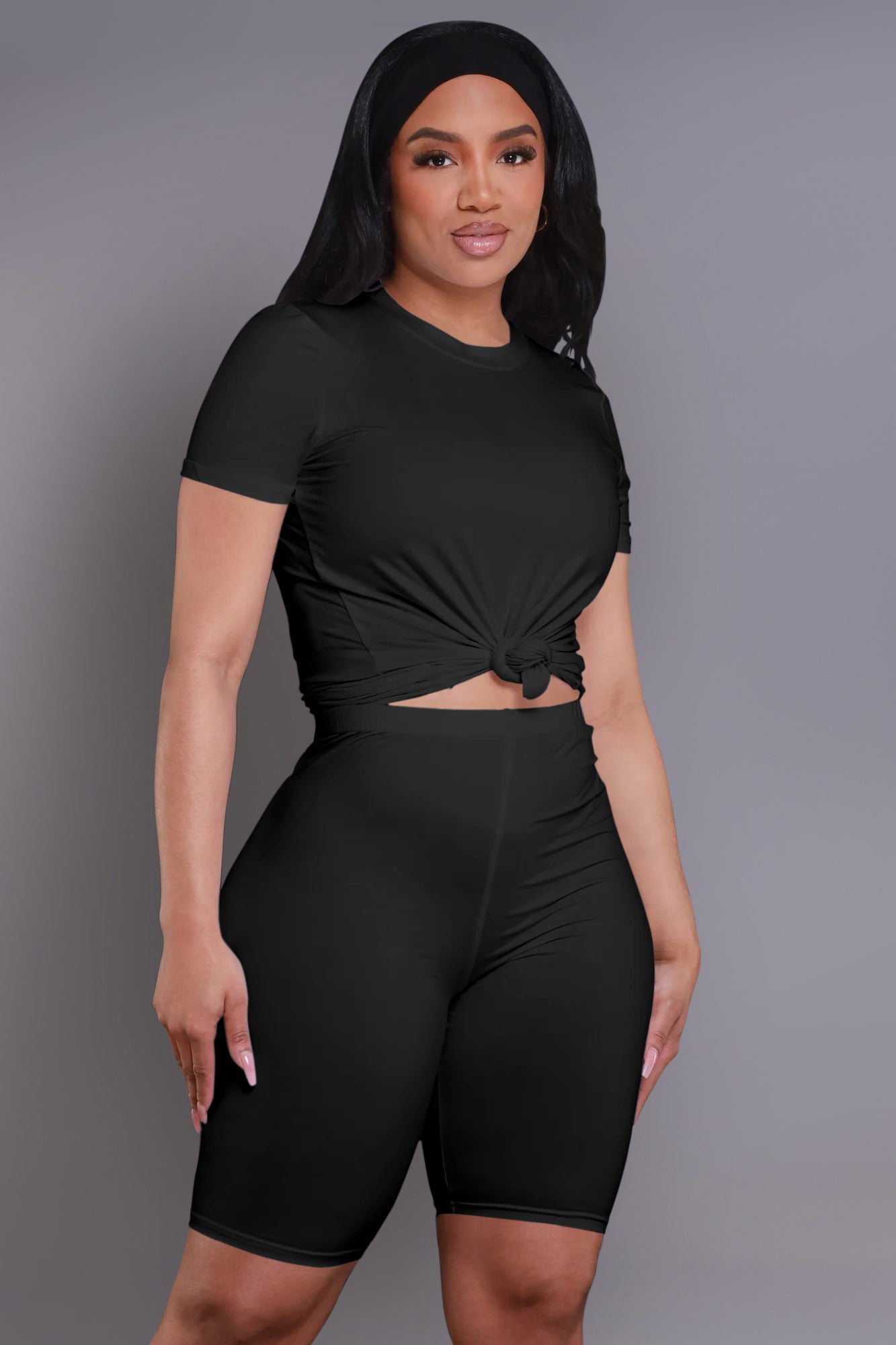 Self Made Short Sleeve Biker Set - Black - Swank A Posh
