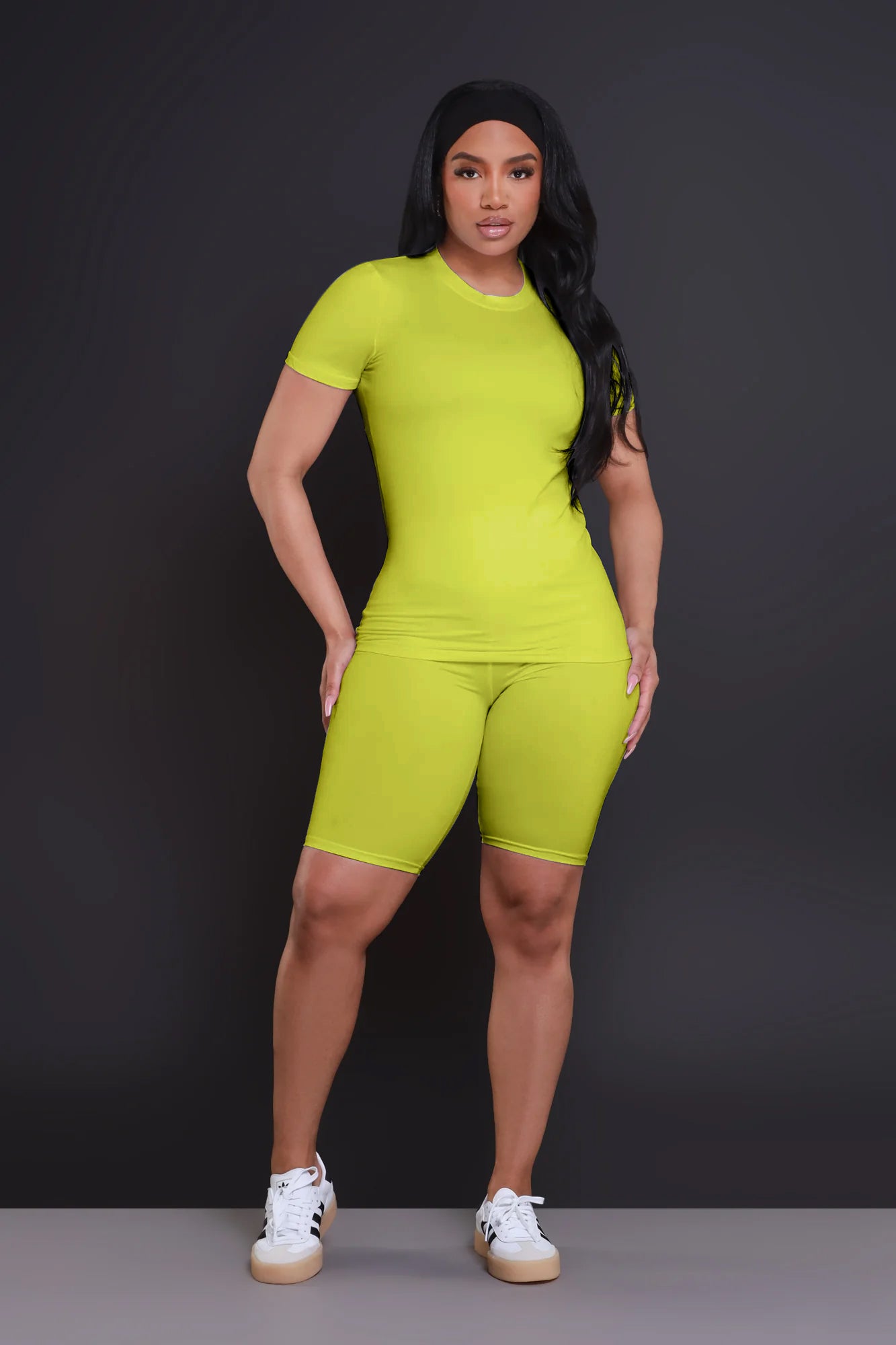 Self Made Short Sleeve Biker Set - Yellow - Swank A Posh