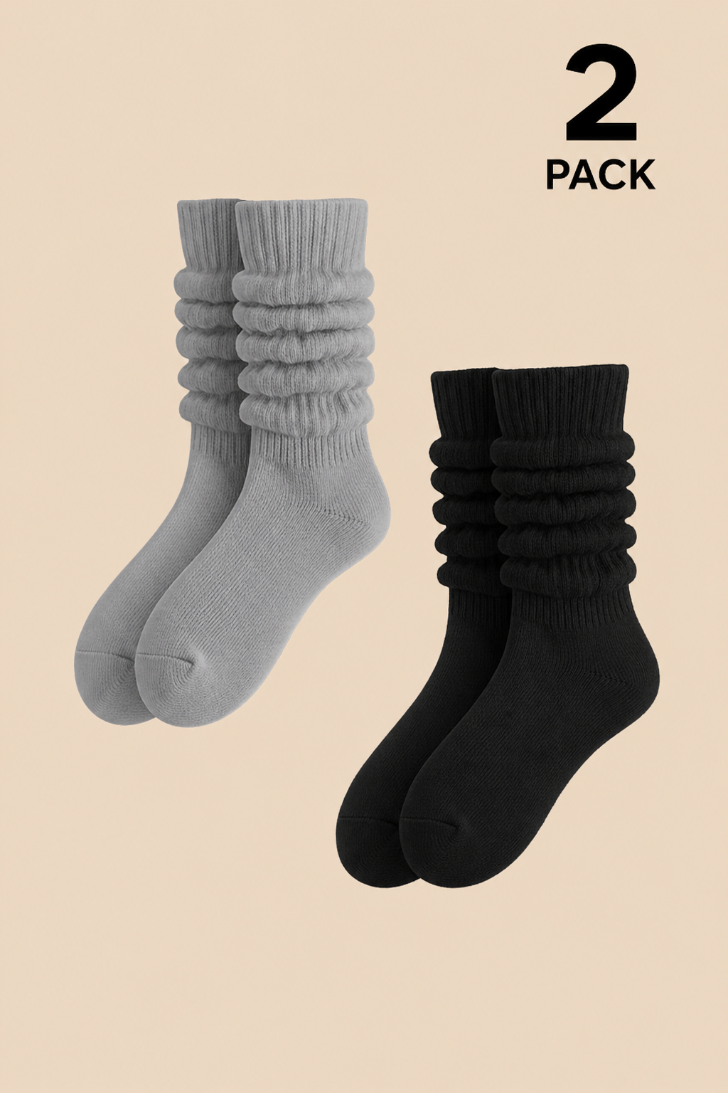 On Your Feet Slouchy Socks Bundle - Black/Grey