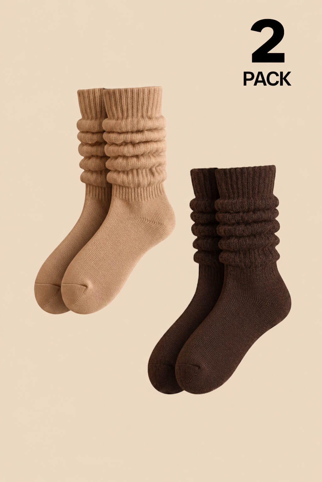 On Your Feet Slouchy Socks Bundle - Tan/Brown
