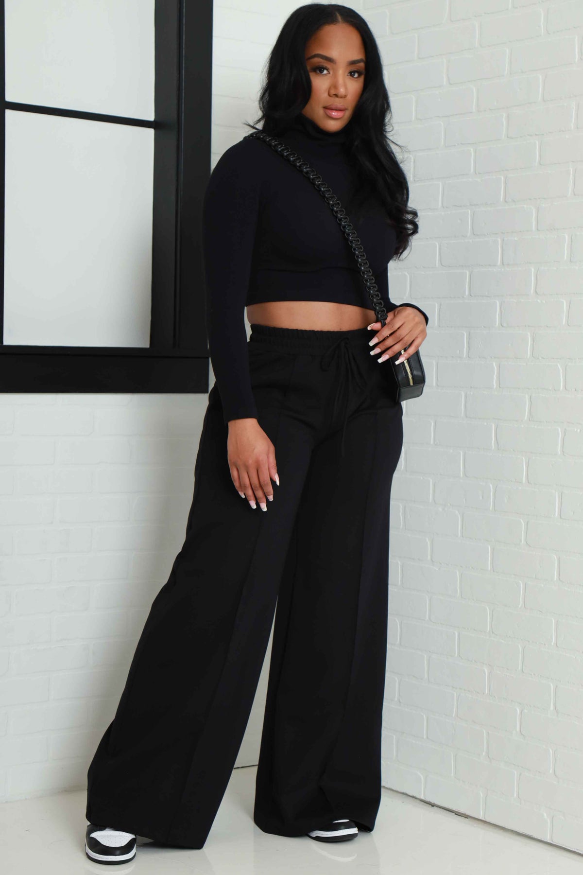 
              Day Off Wide Flare Pants - Black - Swank A Posh
            