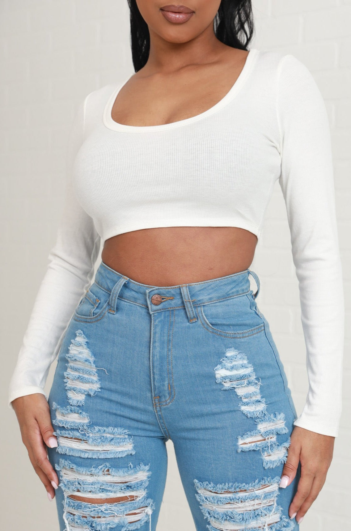 
              Lift You Up Ribbed Crop Top - Soft White - Swank A Posh
            