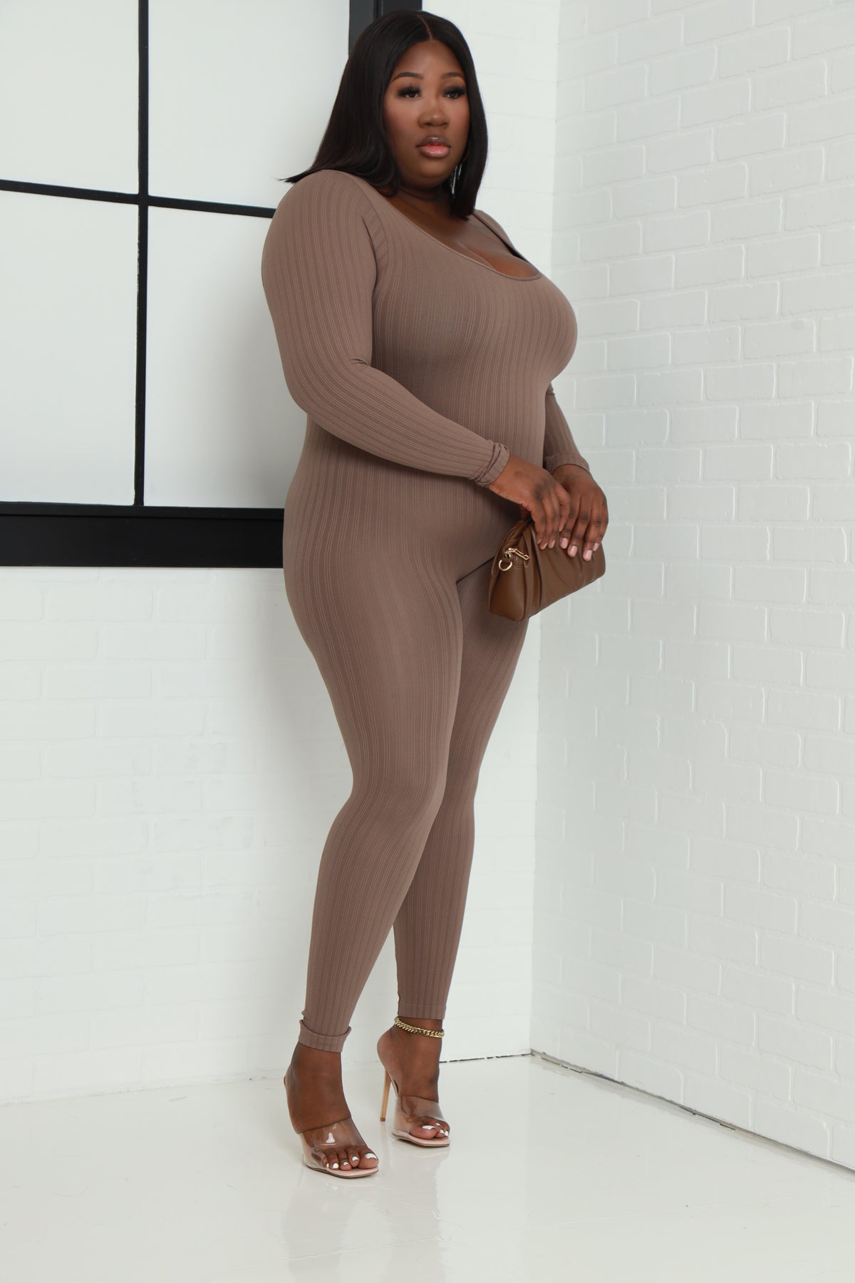 
              Keep Your Promise Ribbed Seamless Jumpsuit - Coffee - Swank A Posh
            