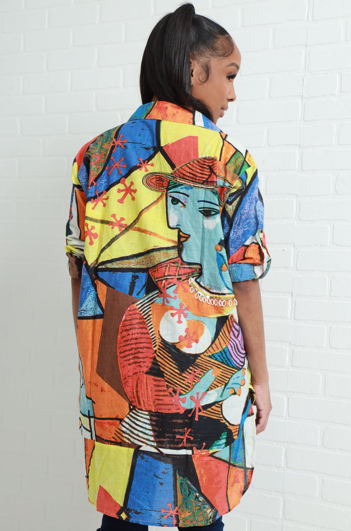 
              On Display Oversized Graphic Print Blouse - Yellow Multicolor - Swank A Posh
            