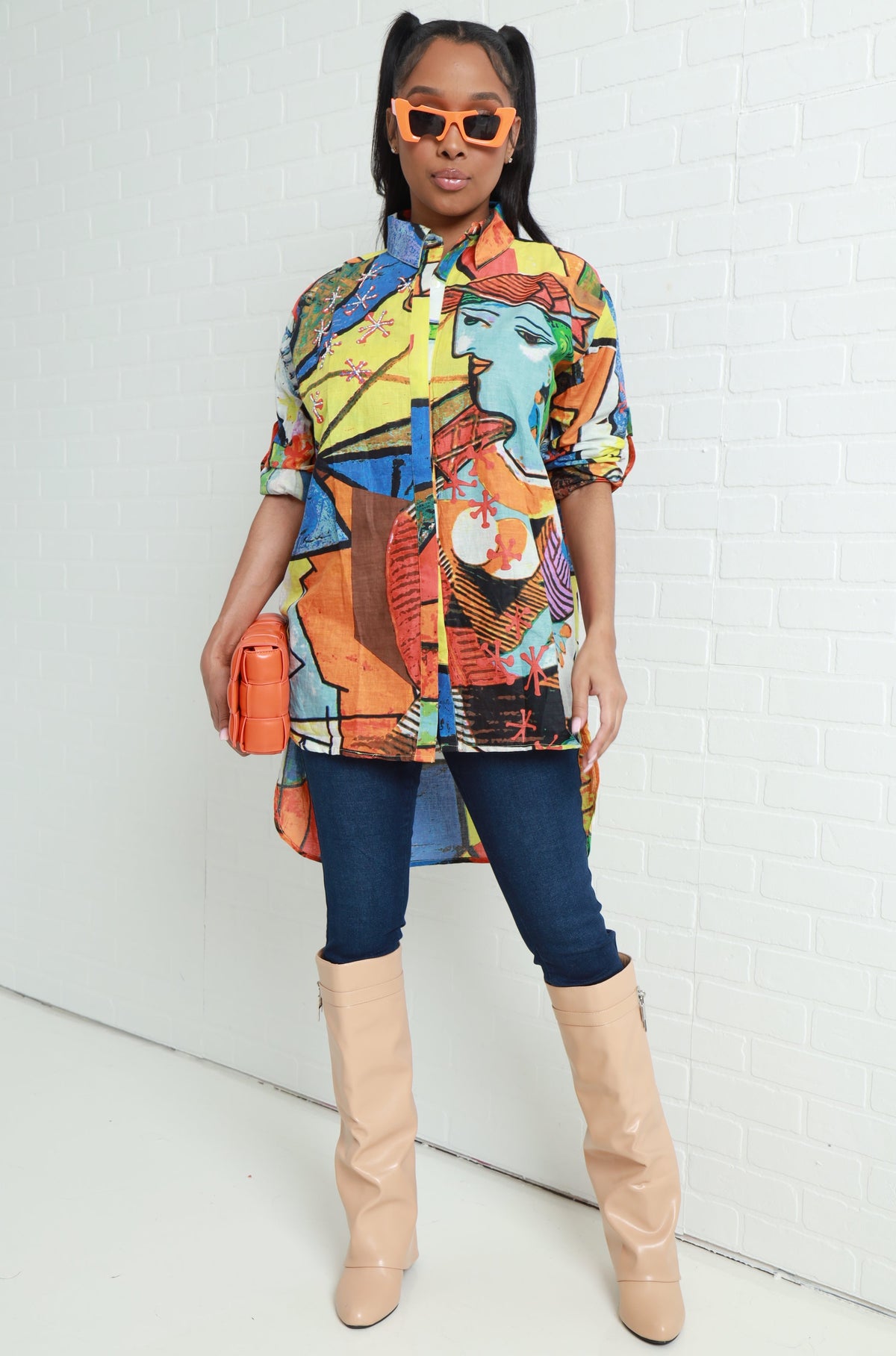 
              On Display Oversized Graphic Print Blouse - Yellow Multicolor - Swank A Posh
            