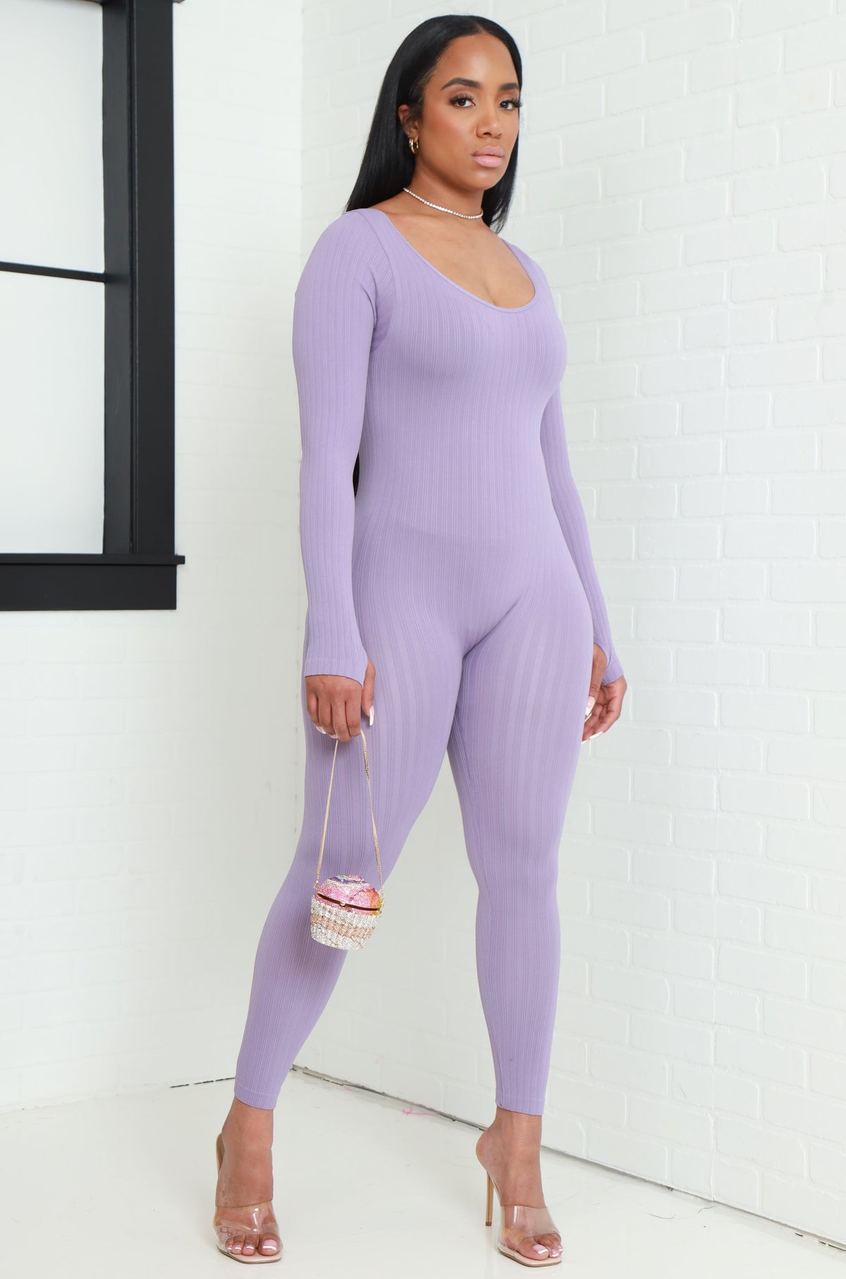 
              Keep Your Promise Ribbed Seamless Jumpsuit - Lavender - Swank A Posh
            