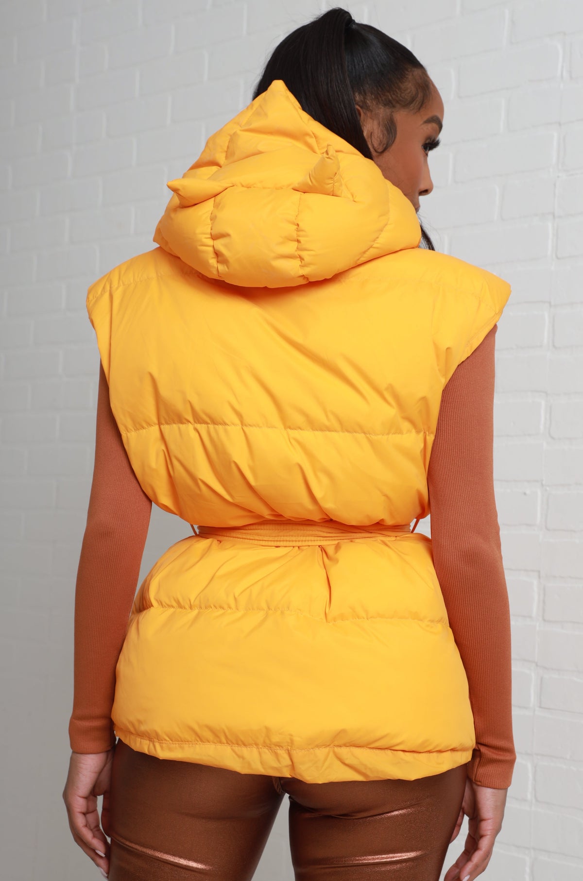 
              Claws Out Cat Eared Hooded Puffer Vest - Tangerine - Swank A Posh
            