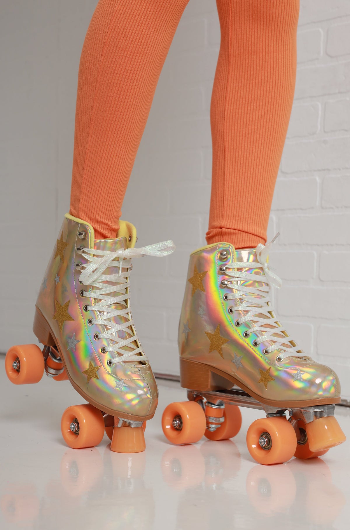 
              Gold Star Holographic Roller Skates - Gold - Swank A Posh
            