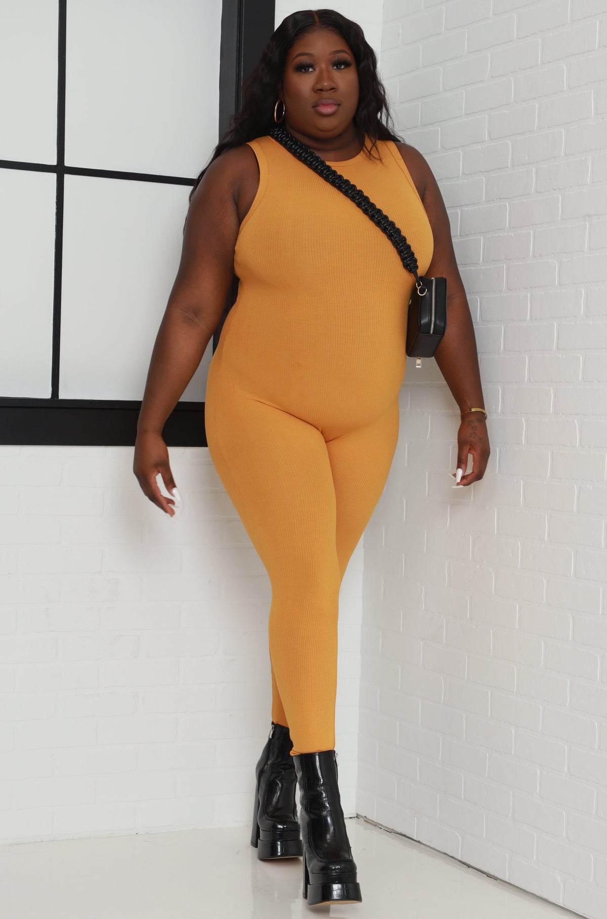 
              About That Snatched Cellulite Deleter Sleeveless Jumpsuit - Mustard - Swank A Posh
            