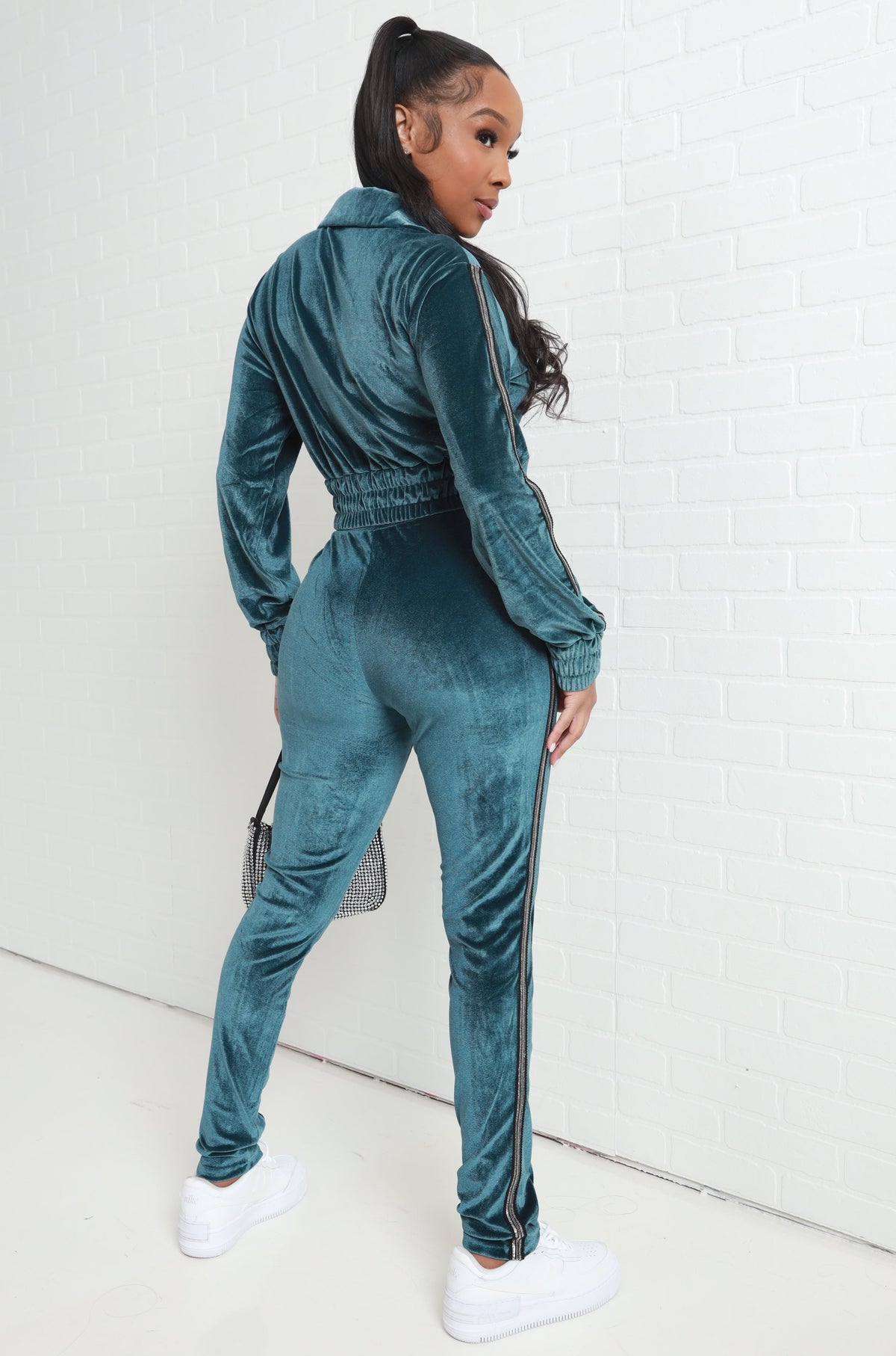 
              Don&#39;t You Dare Sequined Velvet Pants Set - Teal - Swank A Posh
            