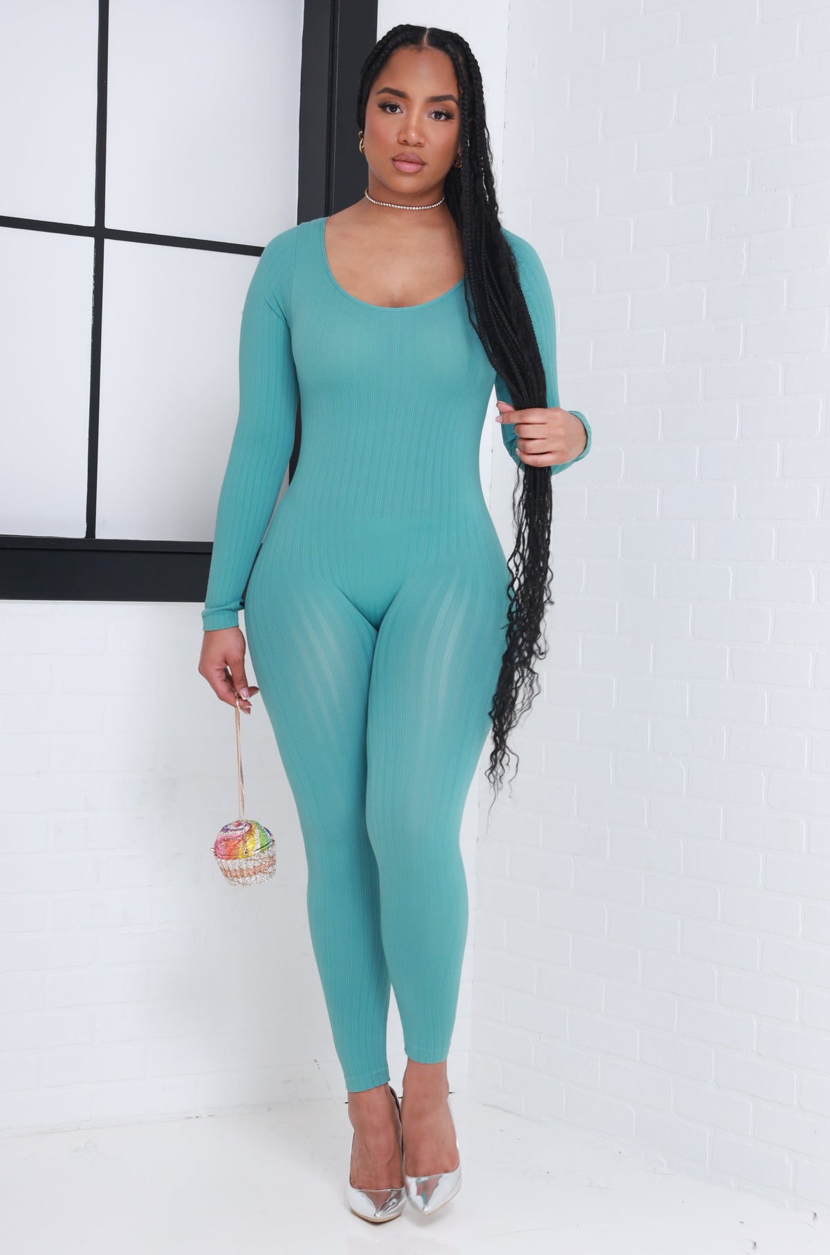 
              Keep Your Promise Ribbed Seamless Jumpsuit - Sea Blue - Swank A Posh
            