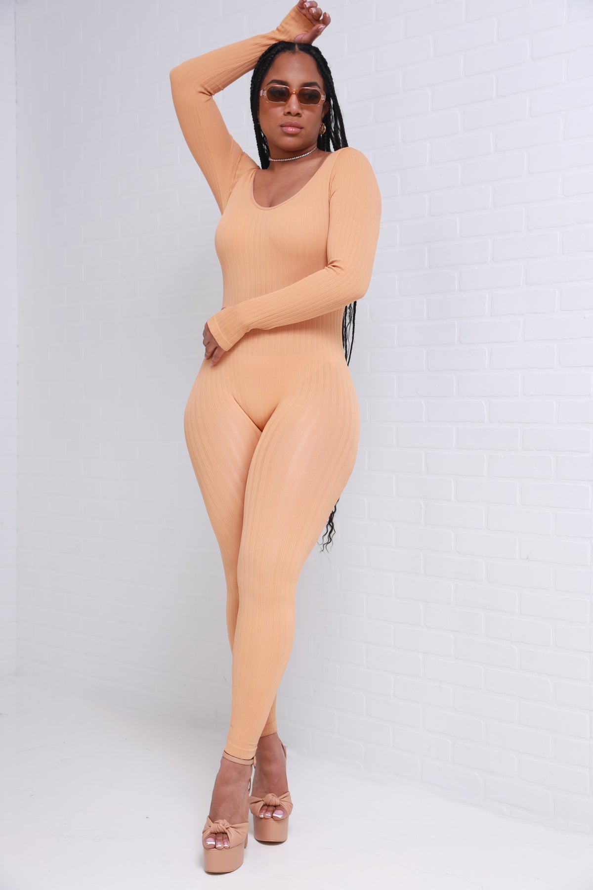 
              Keep Your Promise Ribbed Seamless Jumpsuit - Sandstone - Swank A Posh
            