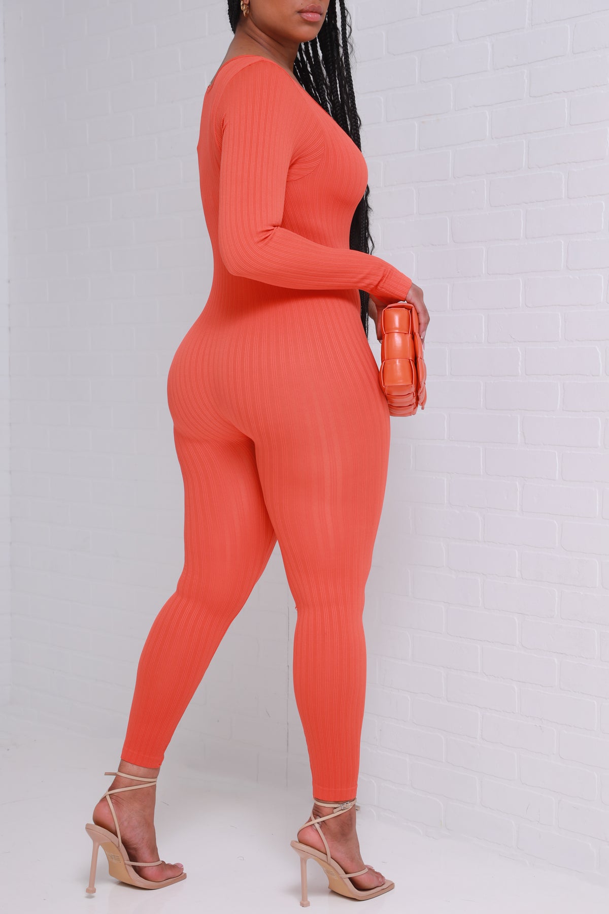 
              Keep Your Promise Ribbed Seamless Jumpsuit - Orange - Swank A Posh
            