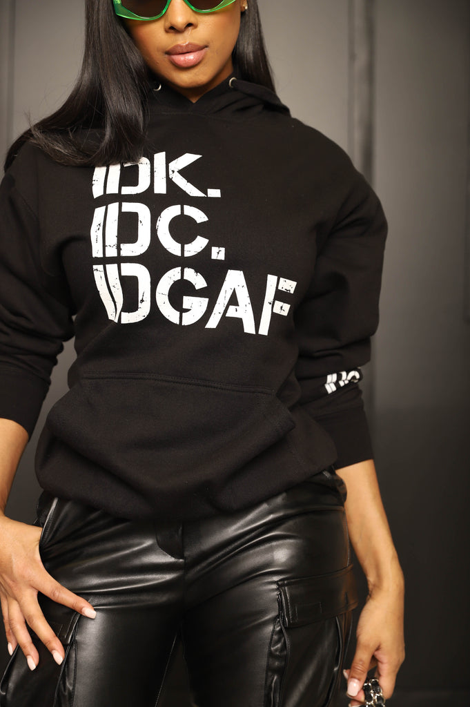 IDK, IDC Graphic Pullover Hoodie - Black