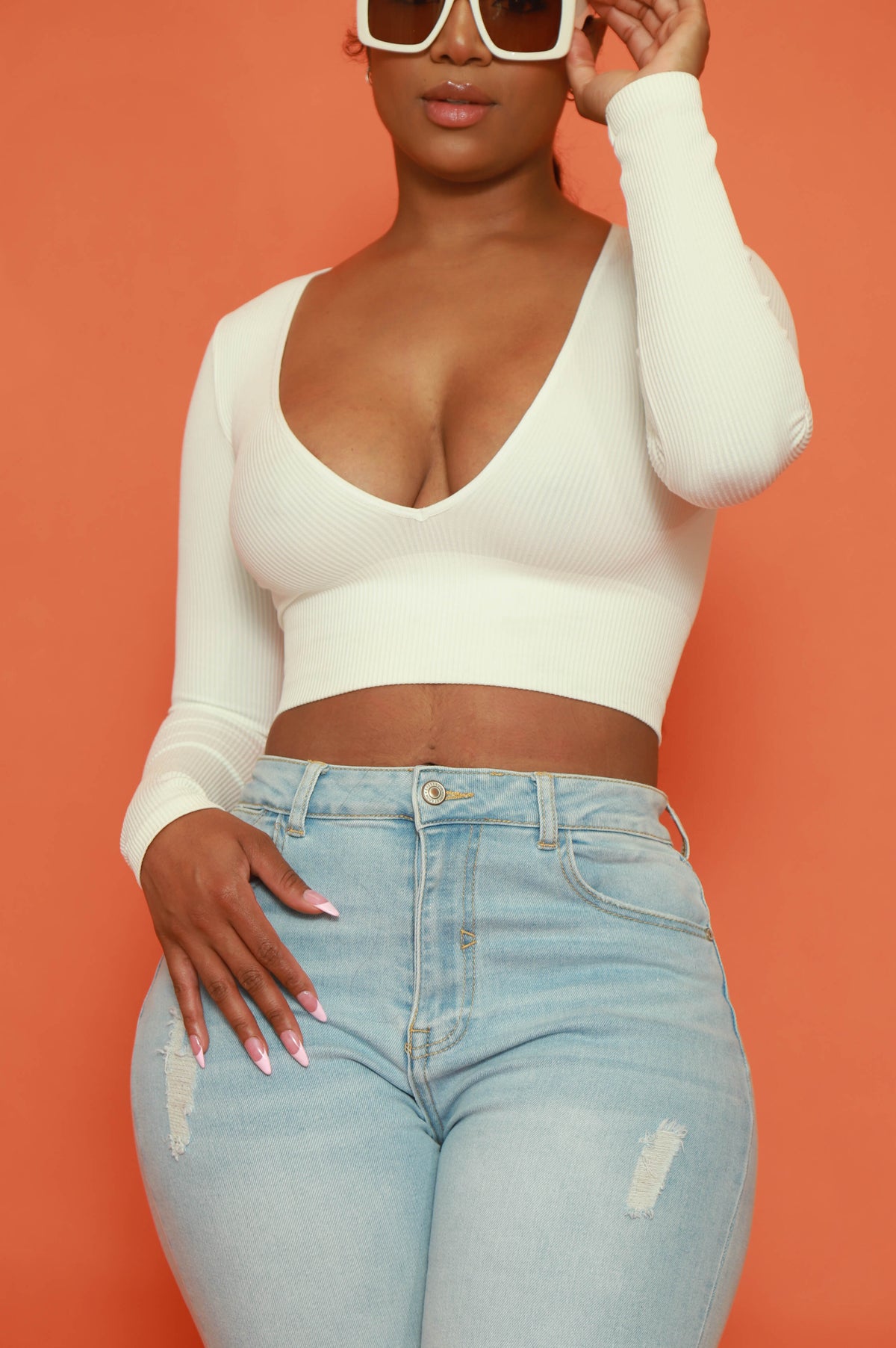 
              Come My Way Ribbed Crop Top - White - Swank A Posh
            