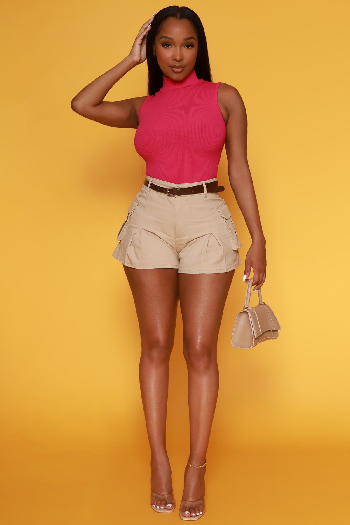 
              Come Get Her Belted Mini Cargo Shorts - Khaki - Swank A Posh
            