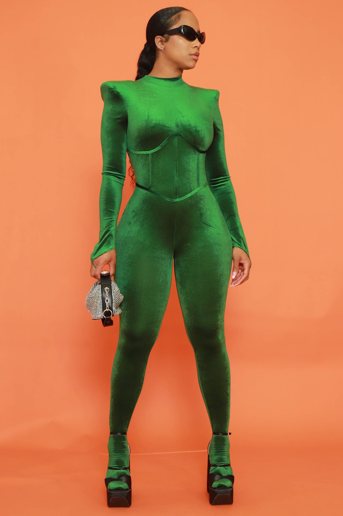 
              Before You Go Velvet Corset Jumpsuit - Green - Swank A Posh
            