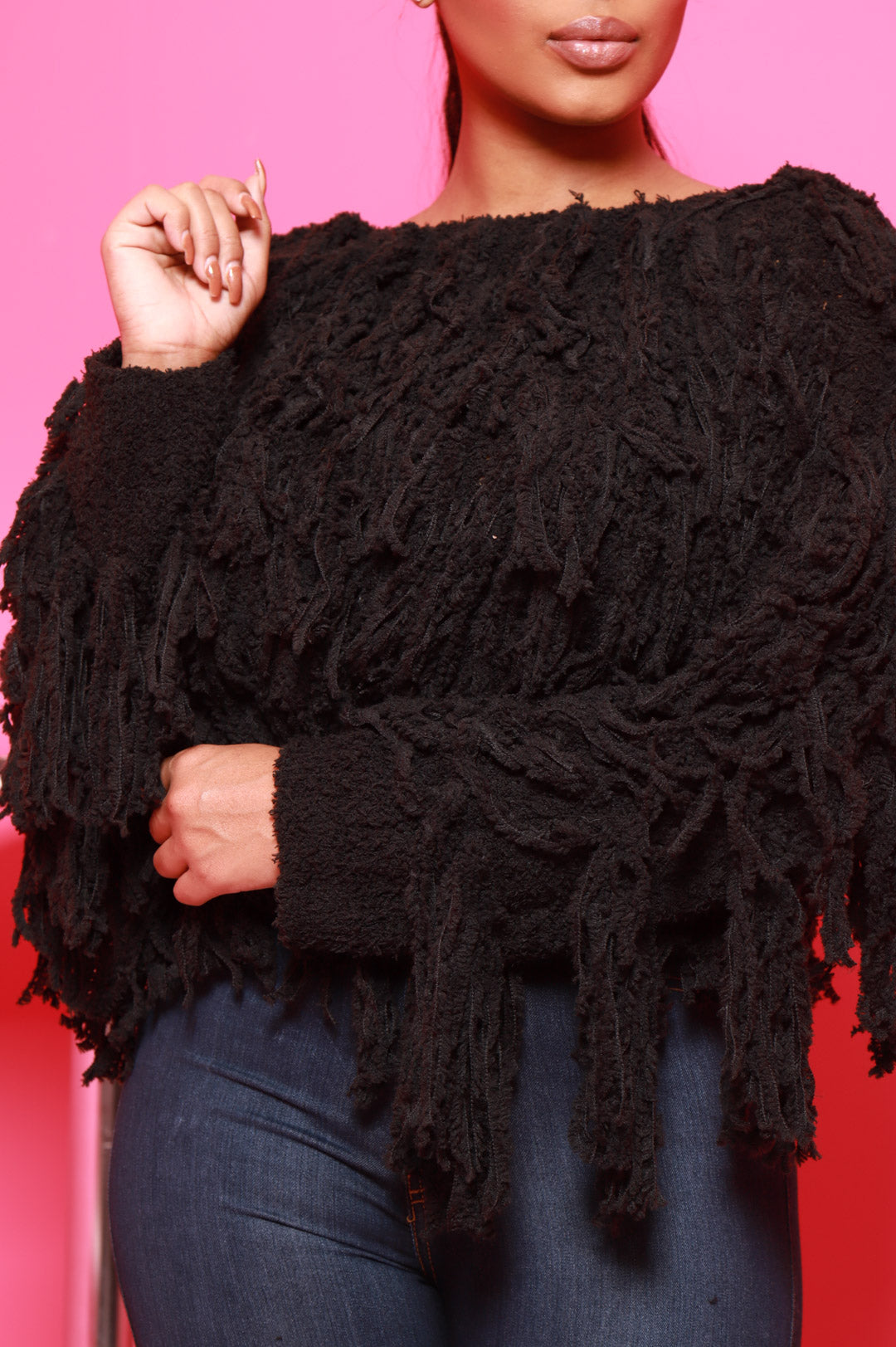 
              Your Love Shaggy Fringe Sweater - Black - Swank A Posh
            