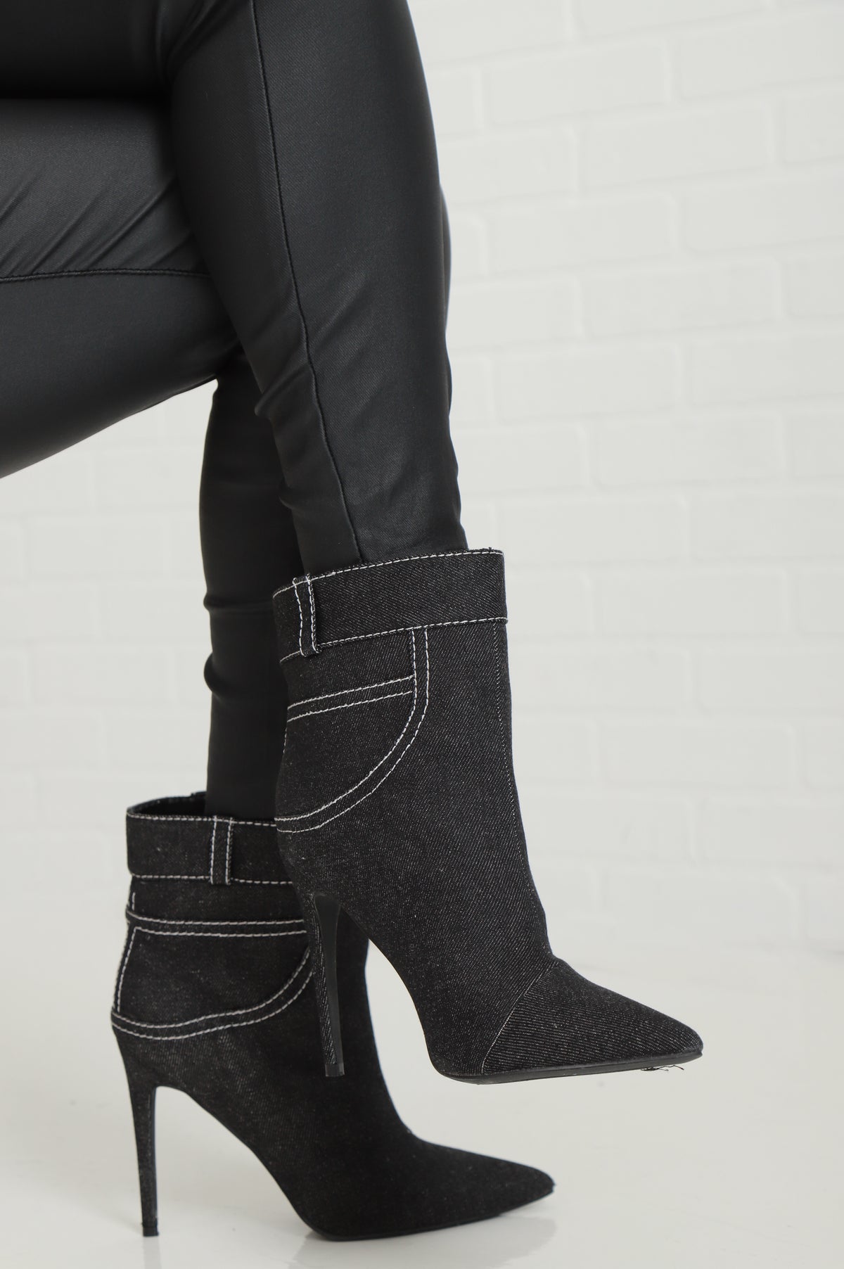 
              Price Tag Canvas Heeled Ankle Boots - Black - Swank A Posh
            