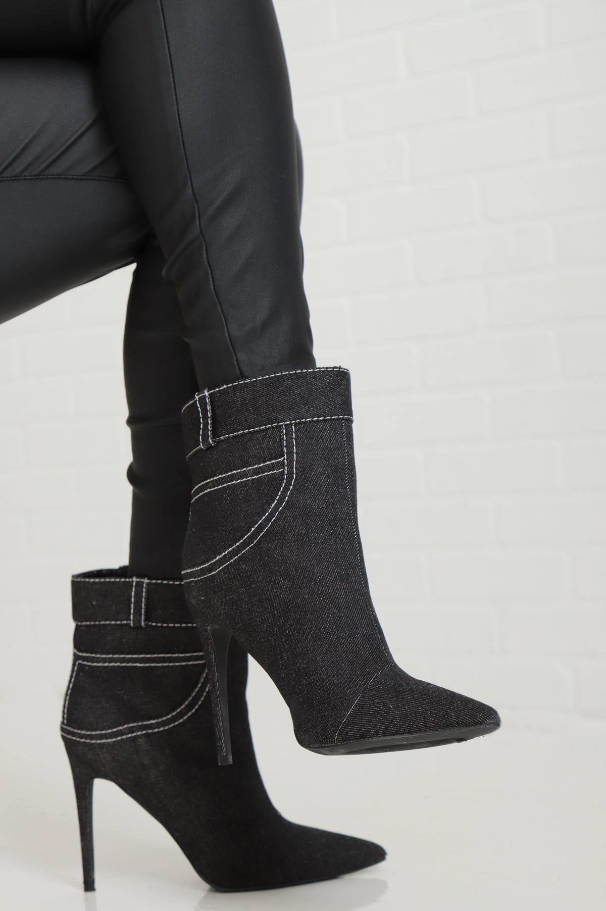 
              Price Tag Canvas Heeled Ankle Boots - Black - Swank A Posh
            