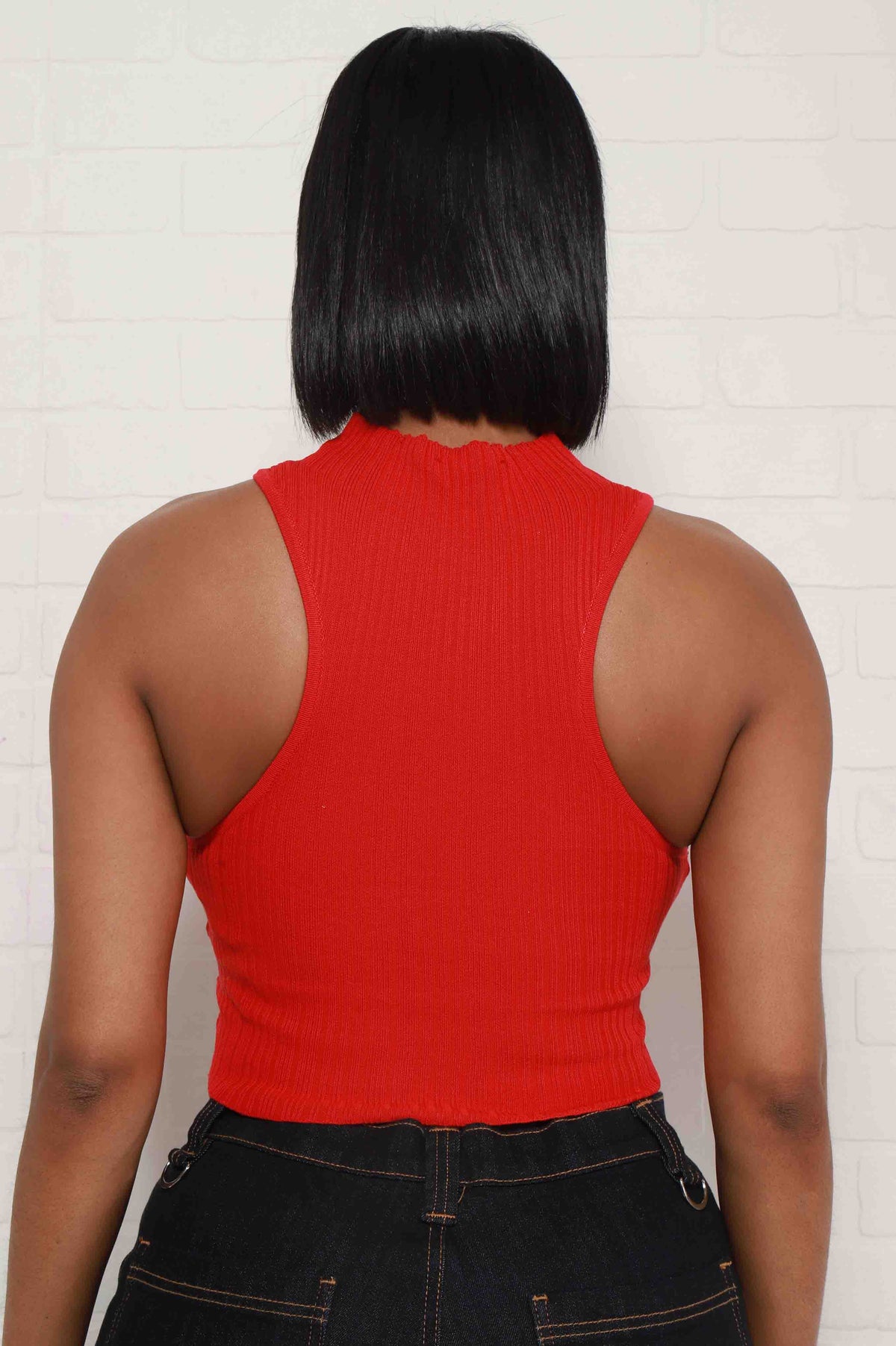 
              Off The Hook Sleeveless Knit Crop Top - Red - Swank A Posh
            