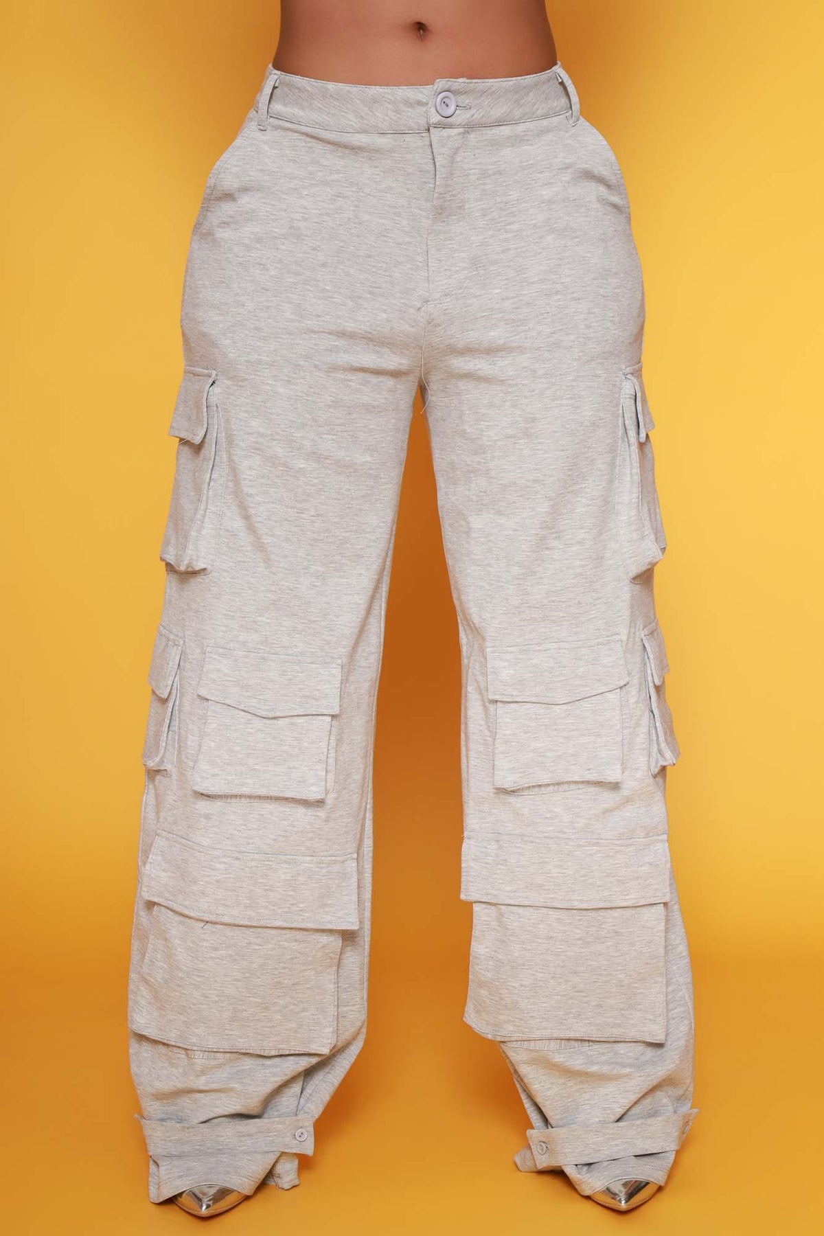
              Baggy Multi Pocket Long Cargo Pants - Heather Grey - Swank A Posh
            