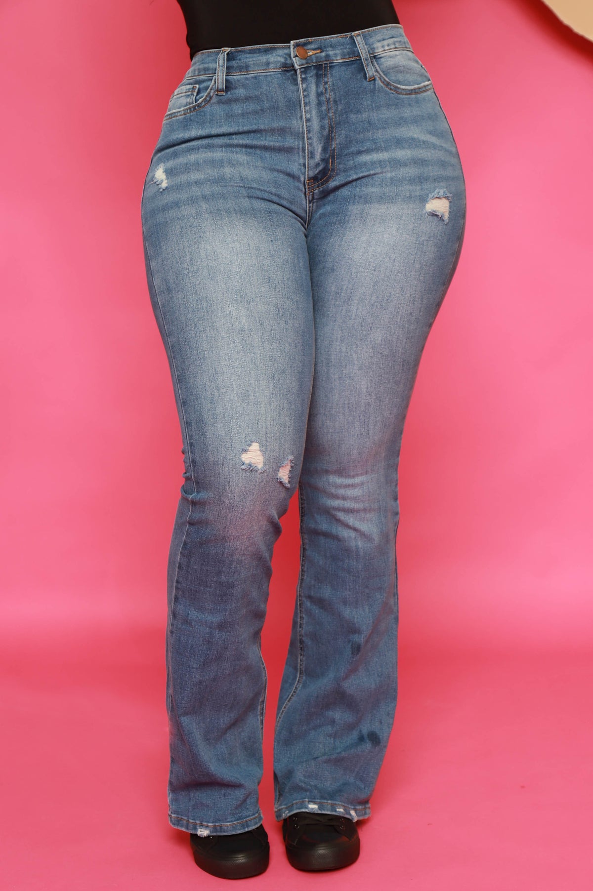 
              Just Say When Distressed Bootcut Jeans - Medium Wash - Swank A Posh
            