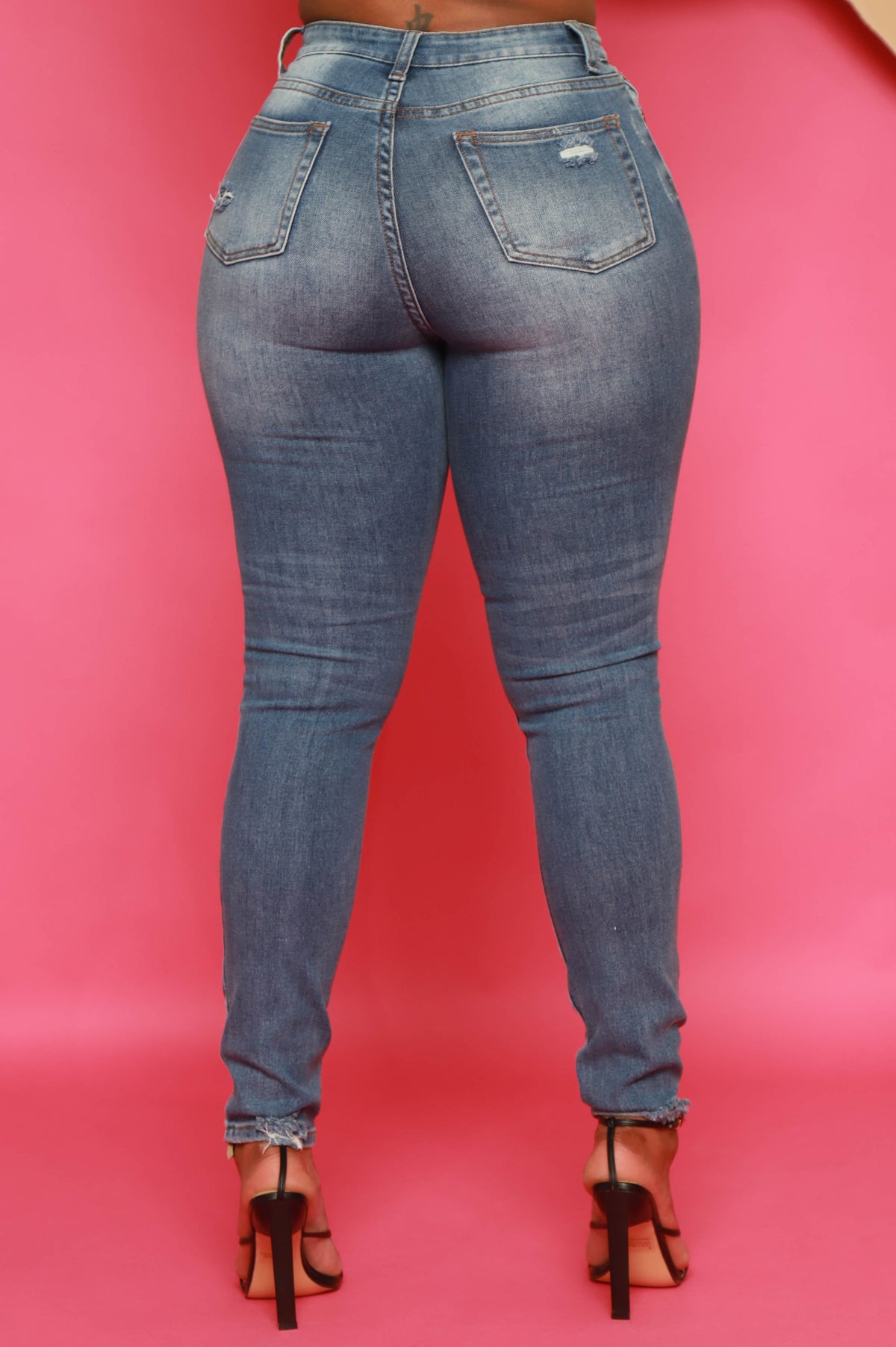 
              Let&#39;s Mingle High Rise Distressed Skinny Jeans - Medium Wash - Swank A Posh
            