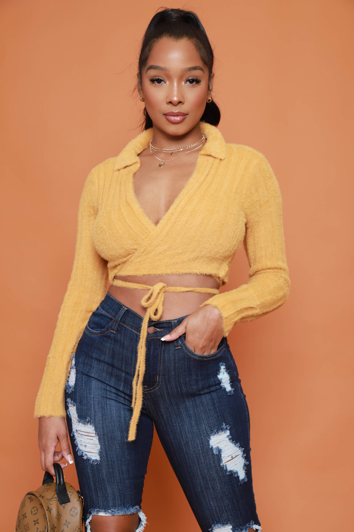 
              Jump On It Ribbed Tie Up Crop Top - Camel - Swank A Posh
            
