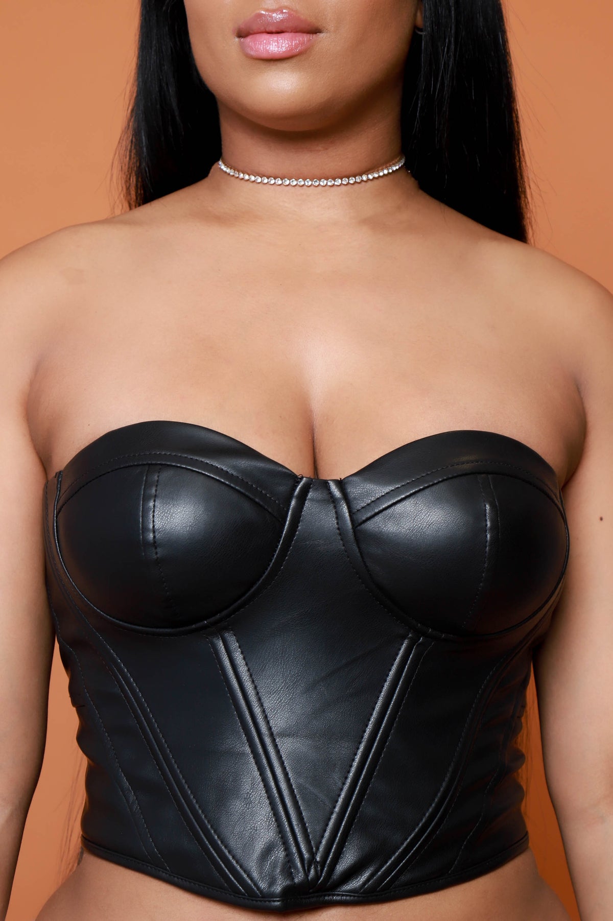 
              Hit It Off Faux Leather Cropped Corset Top - Black - Swank A Posh
            