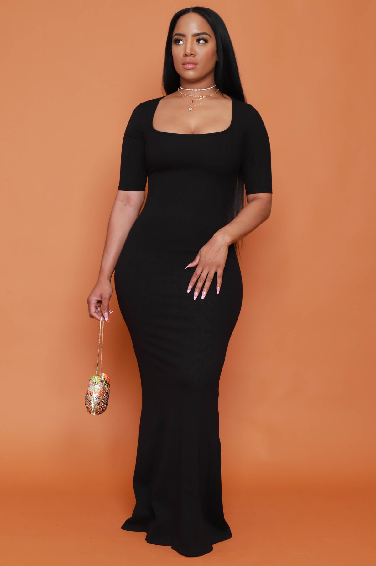 
              One and Only Mid Sleeve Cellulite Deleter Maxi Dress - Black - Swank A Posh
            