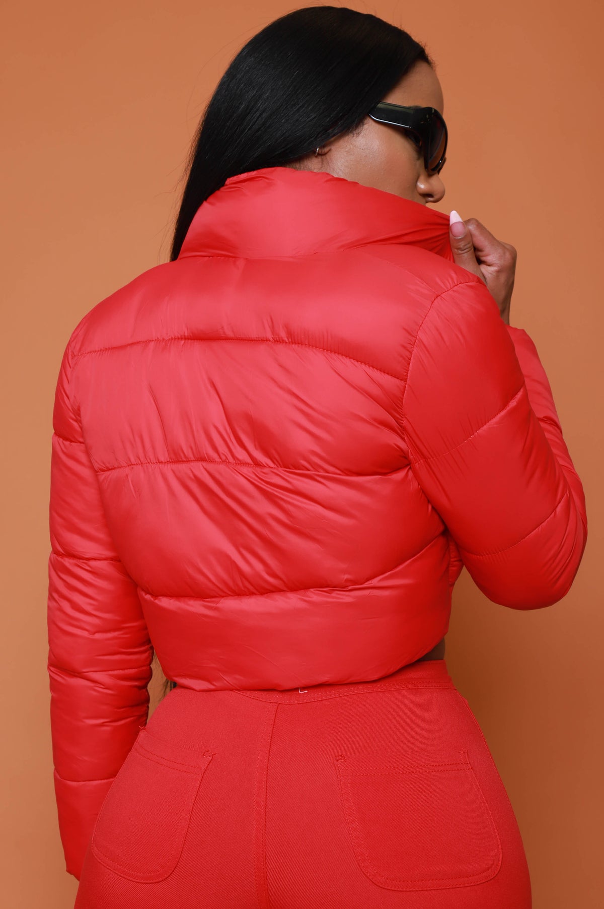 
              City Girls Cropped Puffer Coat - Red - Swank A Posh
            