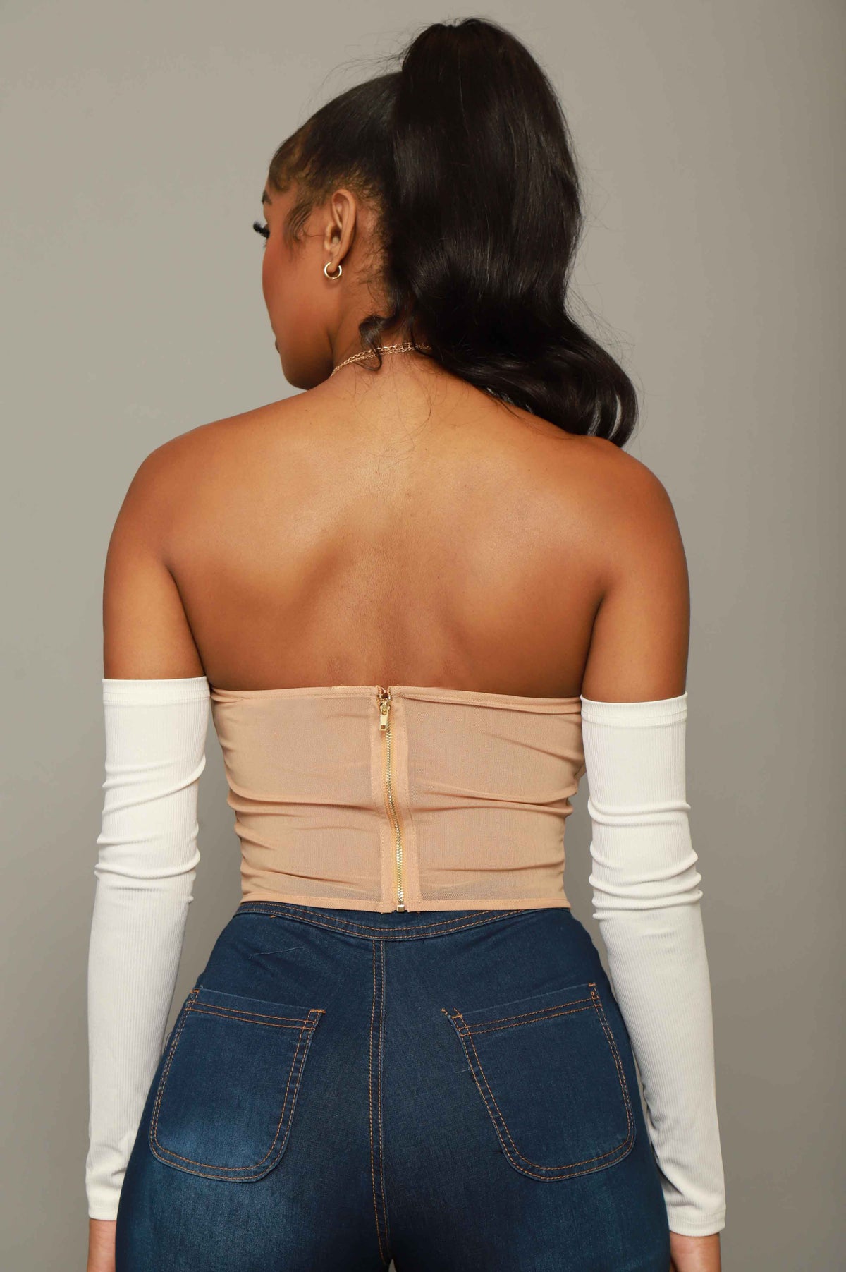 
              She Knows Cropped Corset Top - Nude - Swank A Posh
            