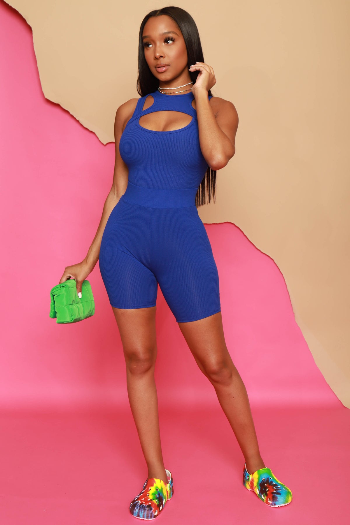 
              Stone Cold Ribbed Cellulite Deleter Cutout Bodysuit - Royal - Swank A Posh
            
