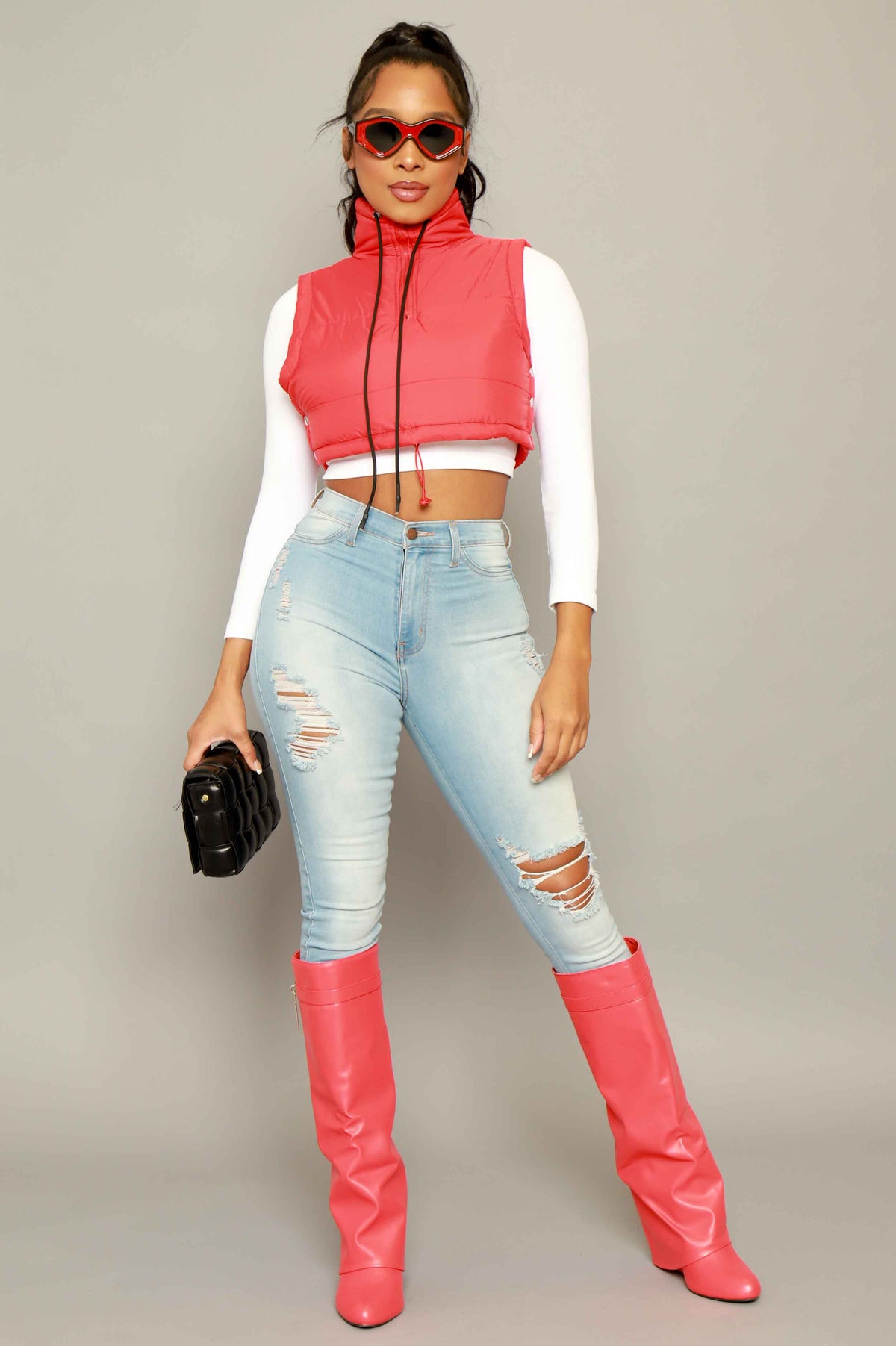 
              Mark My Words Adjustable Cropped Puffer Vest - Red - Swank A Posh
            