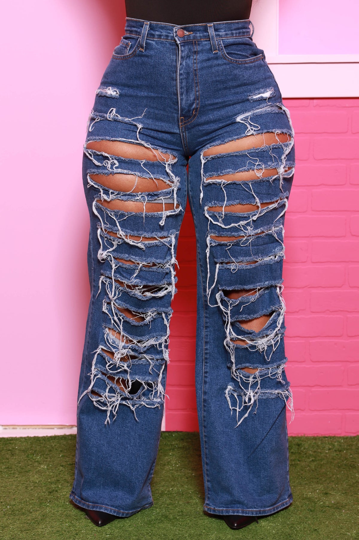 
              Stray Away High Rise Distressed Bootcut Jeans - Dark Wash - Swank A Posh
            
