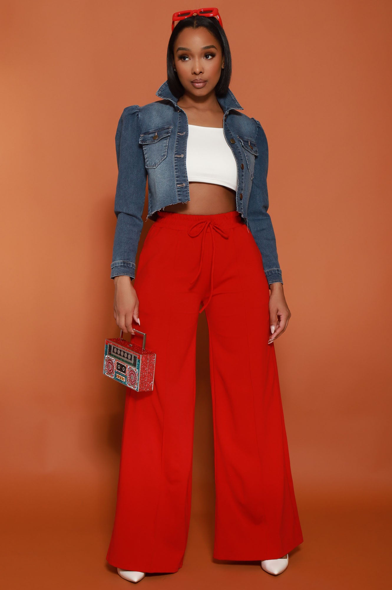 Day Off Wide Flare Pants - Red