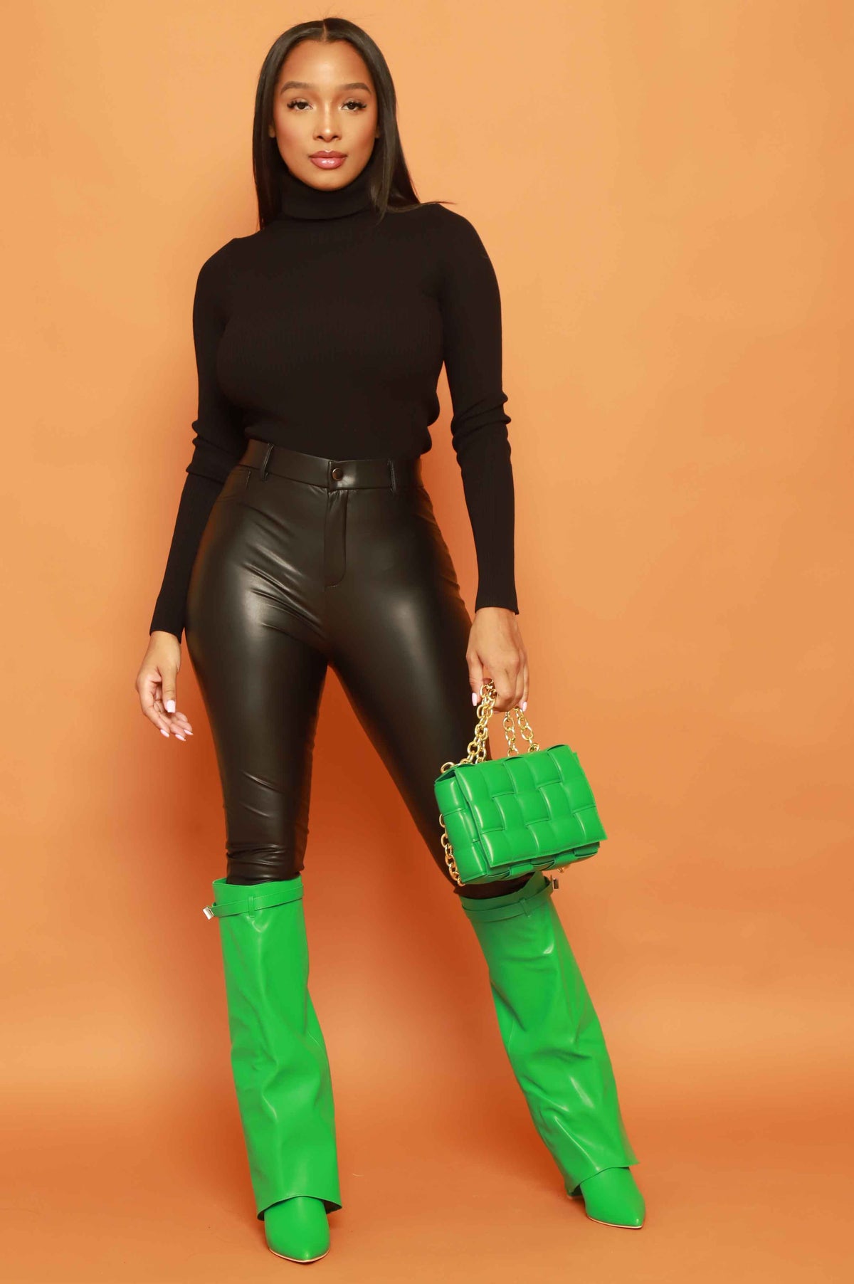 
              Bet On It Faux Leather Foldover Boots - Kelly Green - Swank A Posh
            