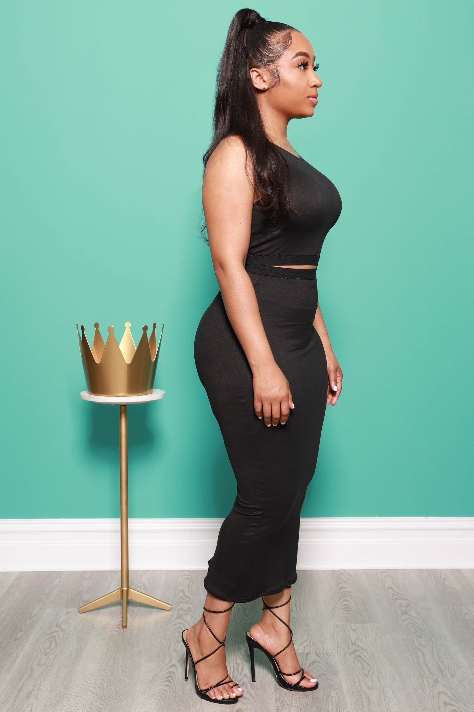 Stole Your Boyfriend Maxi Skirt Set - Black - Swank A Posh